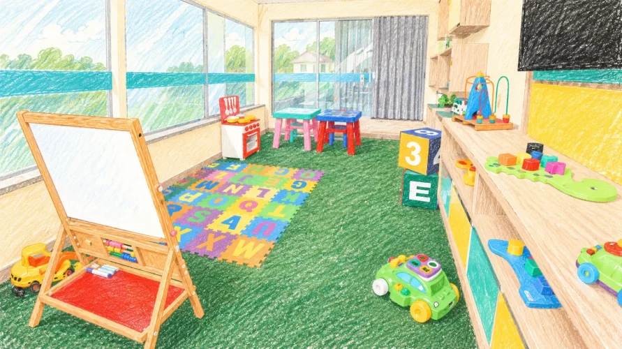 Colorful Crayon Playroom Classroom