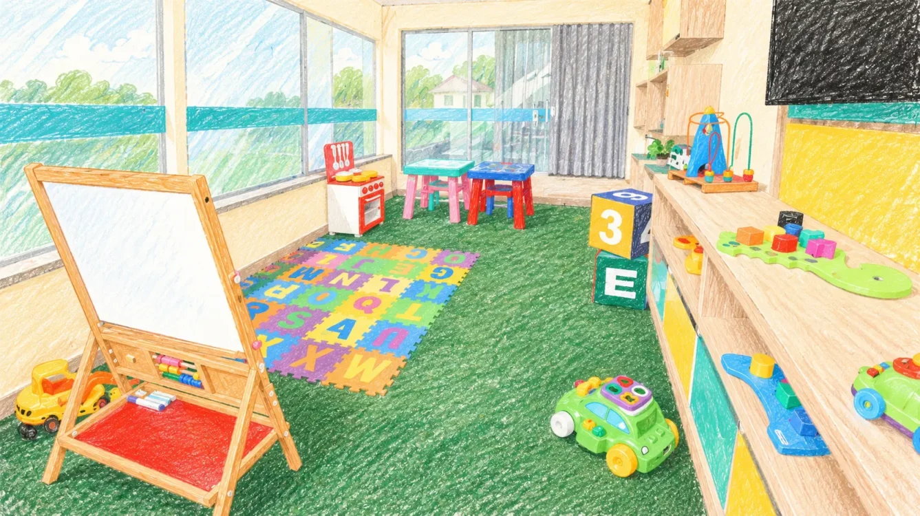 Colorful Crayon Playroom Classroom