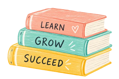 Learn, Grow, Succeed Book Stack