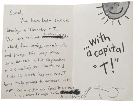 Melissa's testimonial card